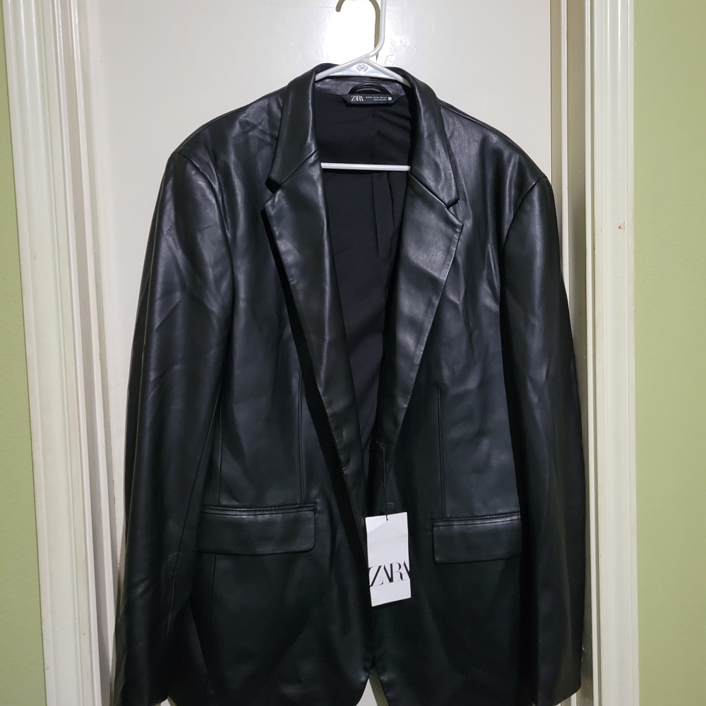 Zara Men's Black Leather Jacket